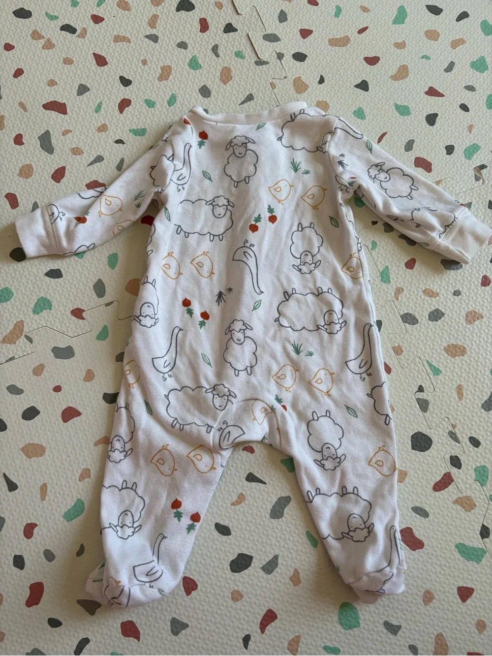 Unbranded White Sheep Print Baby One-Piece Pajamas